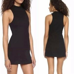 Free People Small Ribbed Sweater Mini Dress Black